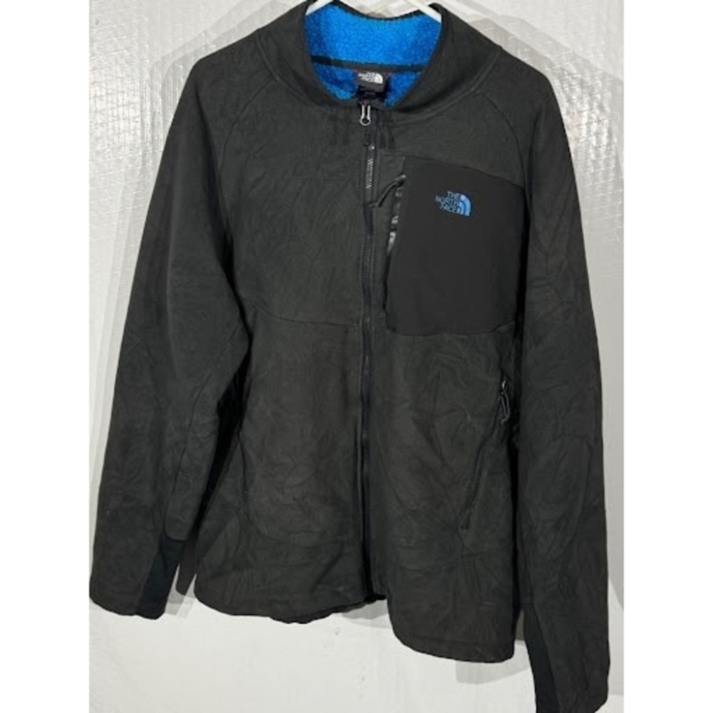 The North Face Full Zip Fleece Jacket Men's XL Black Blue Accent Outdoor